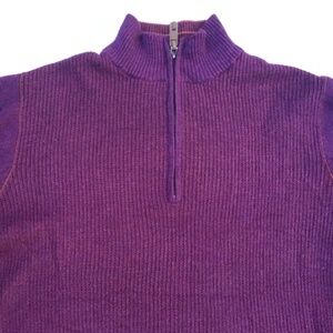 Robert Graham  elegant & classy 1/4 zip  purple 100 % wool  pullover Sz M